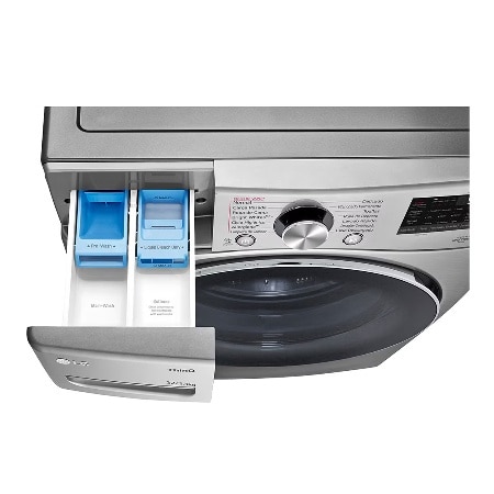 Lavadora LG WD22VV2S6BR vista izquierda completa.